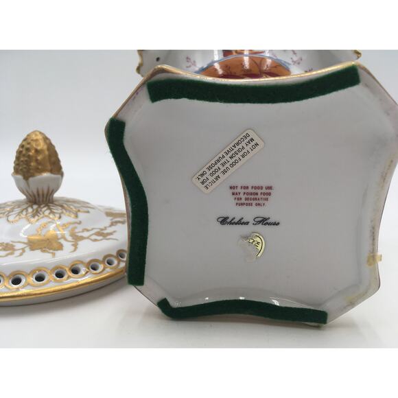 Vintage Chelsea House Hand Painted Ceramic Potpourri Urn Lions Head and Birds - Picture 6 of 6